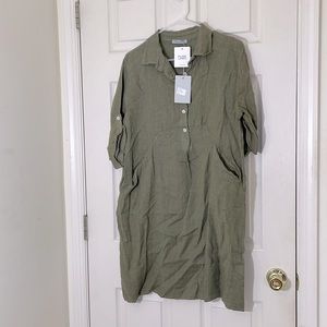 NWT 100% Pure Linen Olive Green Dressshirt with Pockets Size Large